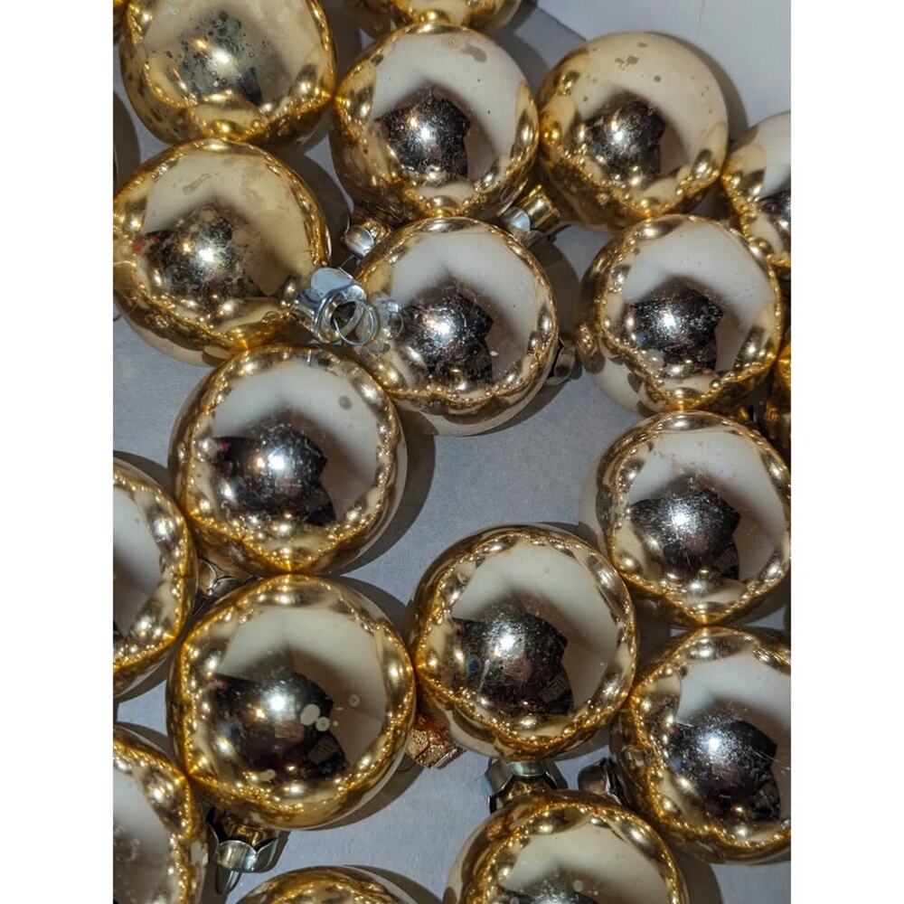 Lot 44 Vintage Glass Gold Christmas Balls Ornaments Made in USA 1 1/2" - Picture 5 of 10